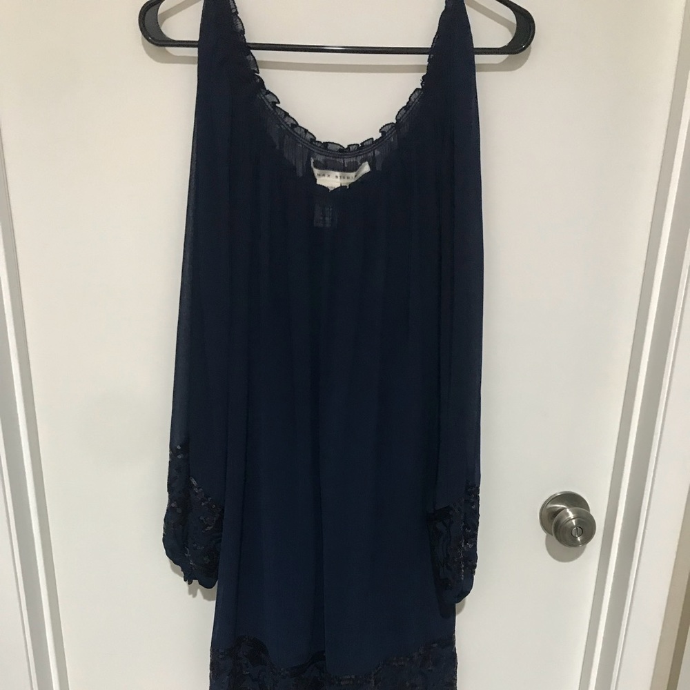 Max Studio Navy Dress with embellished Sleeves